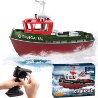 Радиоуправляемый буксир Tugboat зеленый 2.4G 1:72 - HL-3800-G