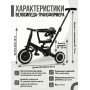 Детский беговел-велосипед 6в1 с родительской ручкой, черный - TR008-BLACK