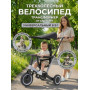 Детский беговел-велосипед 8в1 с крышей и ручкой, серый - TR008C-GREY