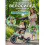 Детский беговел-велосипед 8в1 с крышей и ручкой, зеленый - TR008C-CYAN