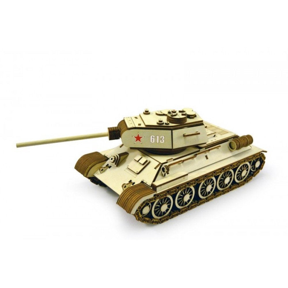 Конструктор 3D деревянный подвижный Lemmo Танк Т-34-85 - Т-34