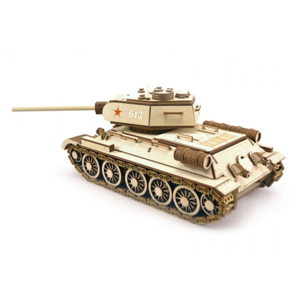 Конструктор 3D деревянный подвижный Lemmo Танк Т-34-85 - Т-34