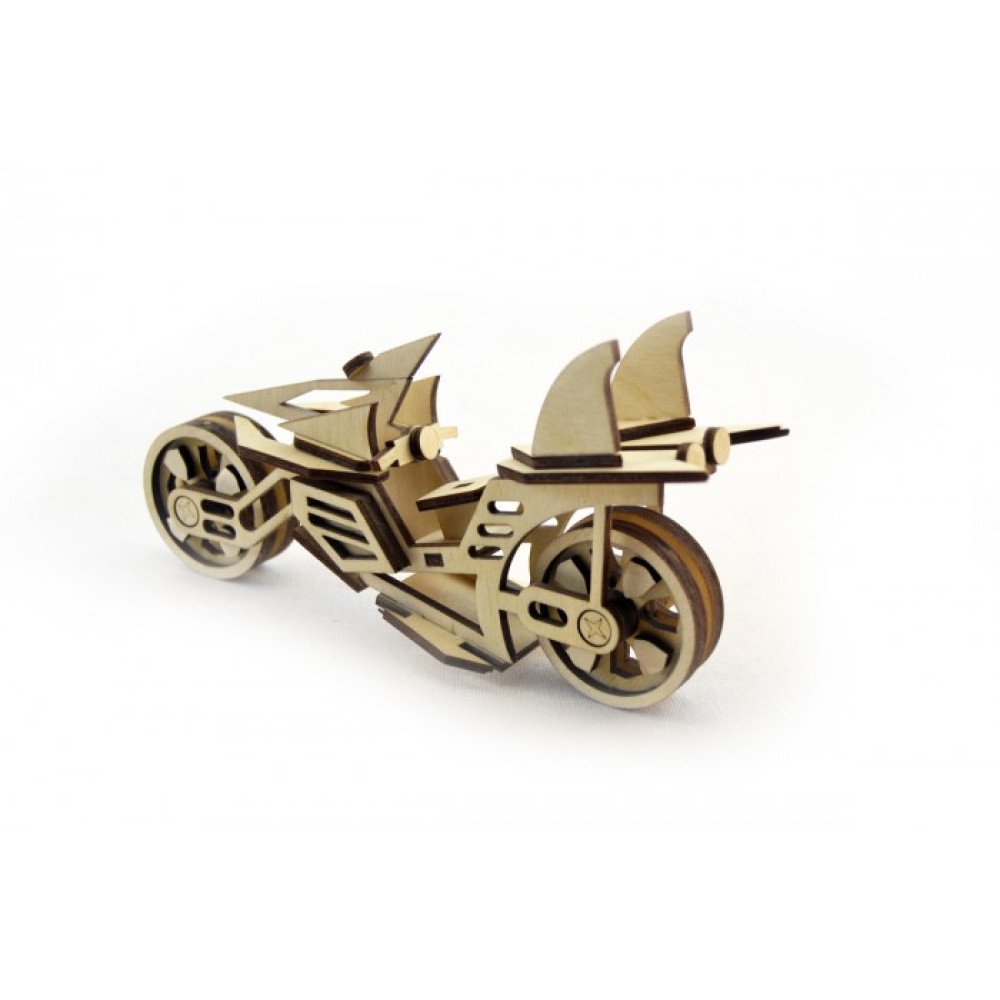 Конструктор 3D деревянный подвижный Lemmo Мотоцикл Фантом - МЦ-3
