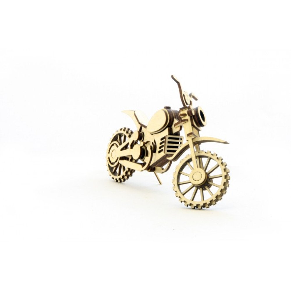 Конструктор 3D деревянный подвижный Lemmo Мотоцикл Кросс - МЦ-4 