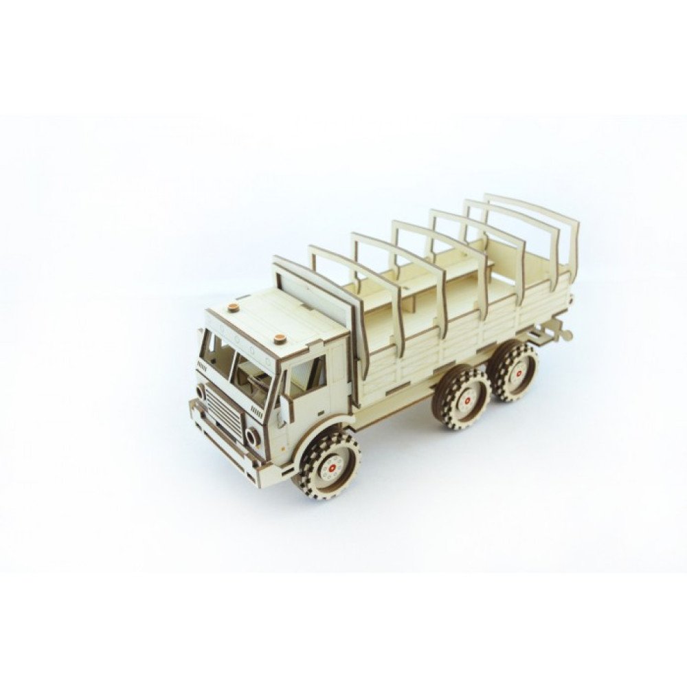 Конструктор 3D деревянный подвижный Lemmo Военный Грузовик - ГР-5