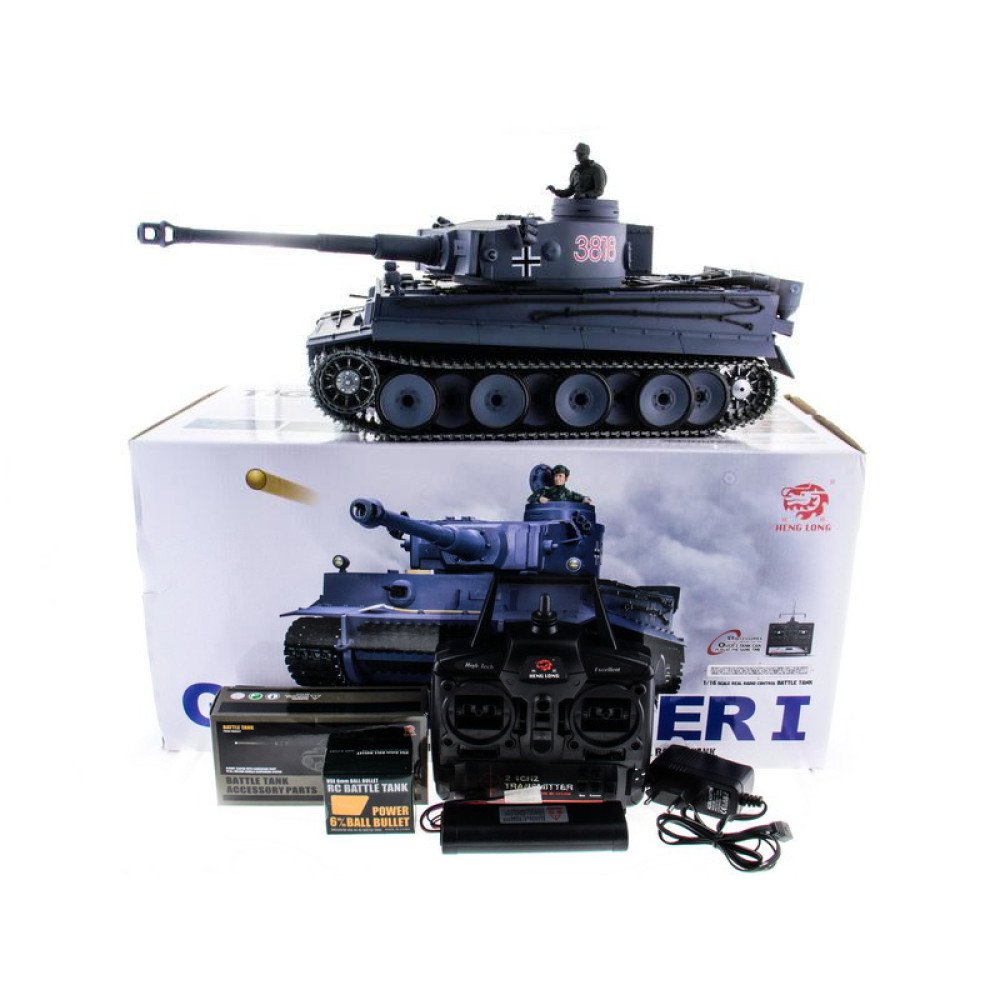 Радиоуправляемый танк HL Tiger / Тигр Li-Ion с дымом 1:16 2.4G - HL-3818-1PRO