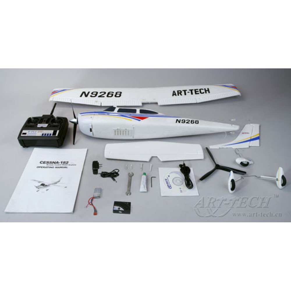 Радиоуправляемый самолет Art-tech Cessna Blue 182 400 Class с лыжами 2.4G - 2101Y