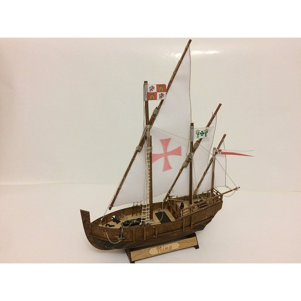 Конструктор из дерева корабль КАРАВЕЛЛА La Nina с инструментами - K09N