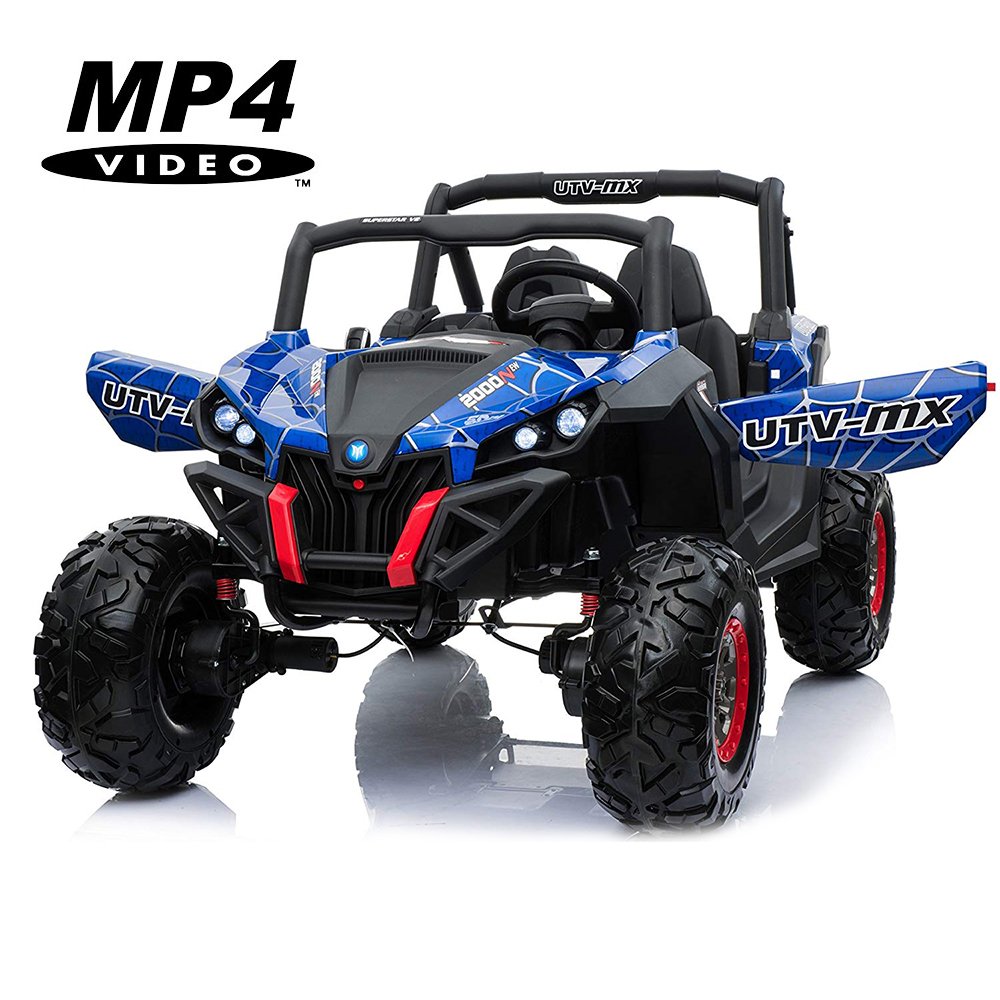 Двухместный полноприводный электромобиль Blue Spider UTV-MX Buggy 12V MP4 - XMX603-BLUE-PAINT-MP4