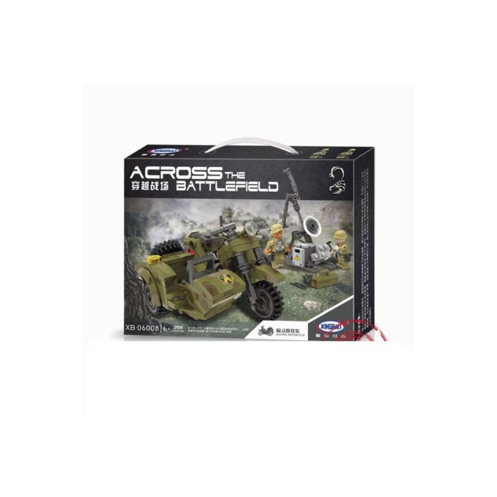 Конструктор XingBao Военный мотоцикл с коляской (256 деталей) - XB-06008