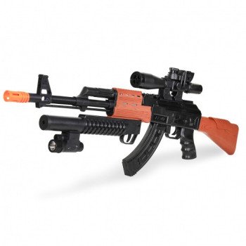 Автомат на батарейках АК-47 (лазерный прицел, фонарик, стреляет присосками) - ZYA-A2716-4/WSY861