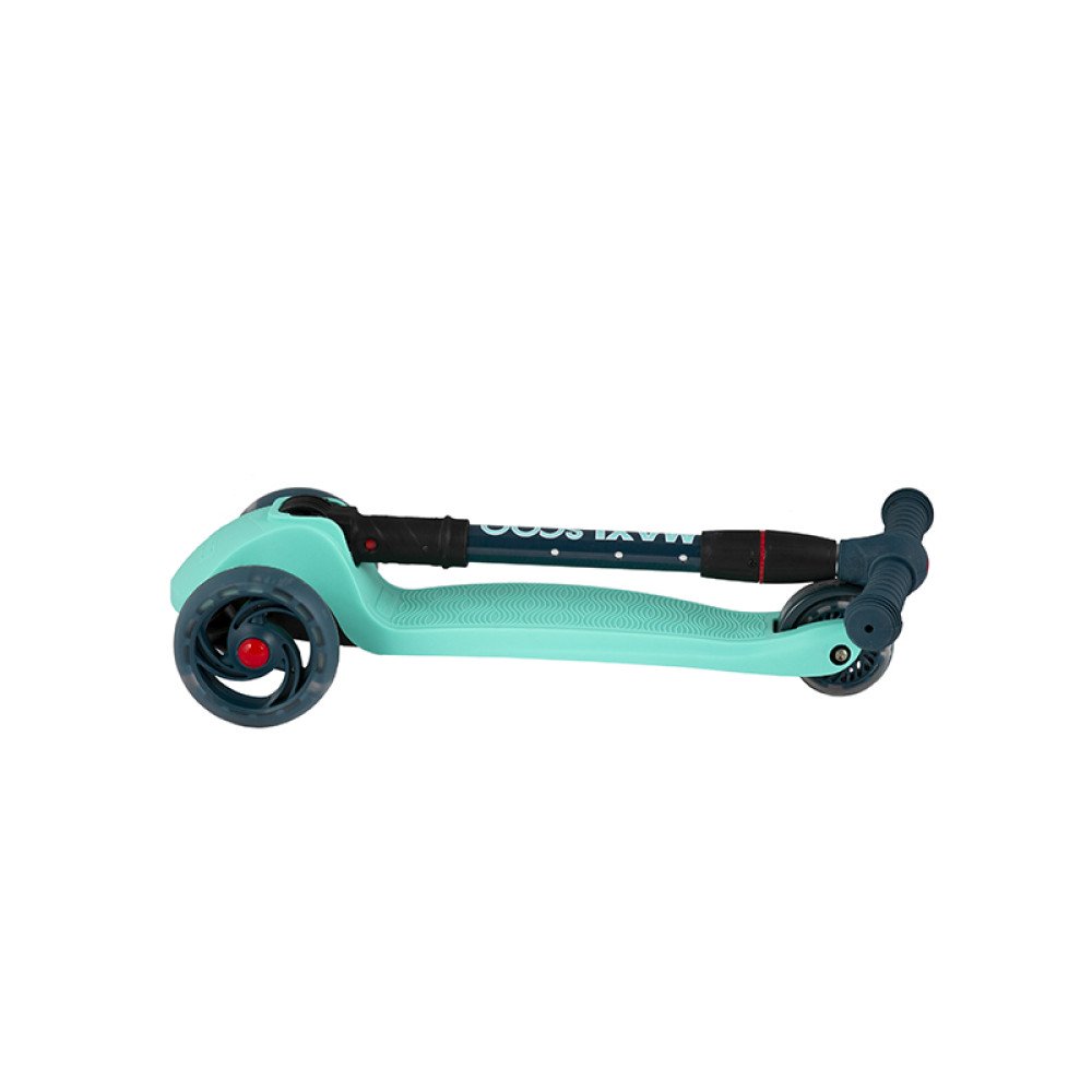 Самокат Трехколесный Складной, со Светящимися Колесами, Мятный - MSC-B072004D