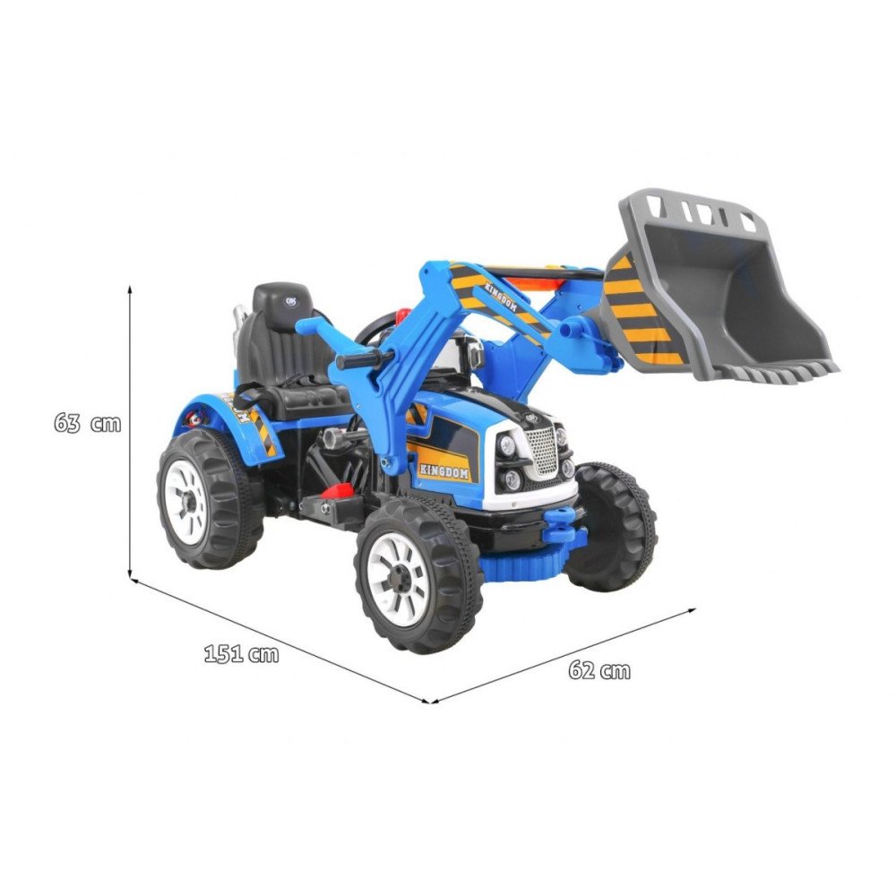 Детский трактор на аккумуляторе 12V / синий - JS328A-BLUE