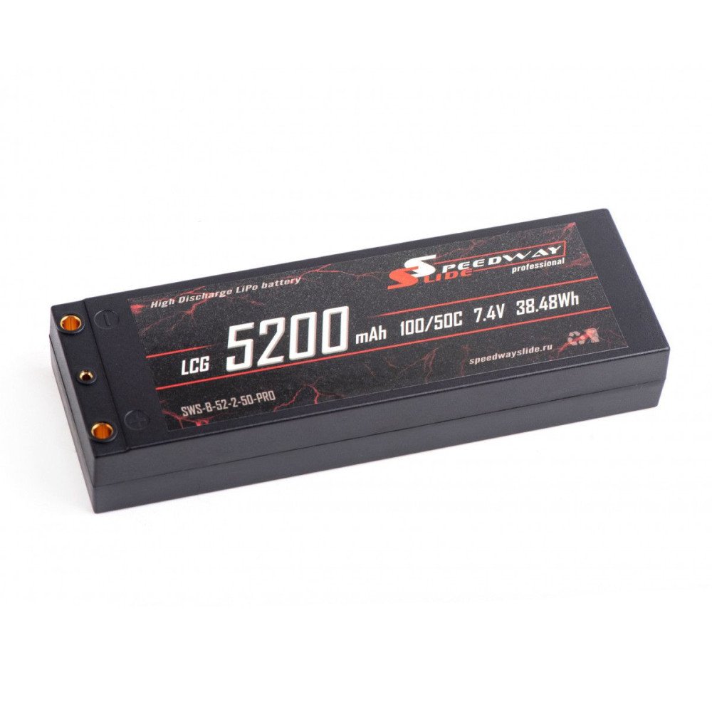 Аккумулятор Speedway Slide Li-Po PRO LCG Series Hard case 7.4v 5200mAh 50C Banana Connector / T-Plug