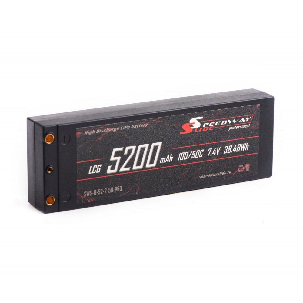 Аккумулятор Speedway Slide Li-Po PRO LCG Series Hard case 7.4v 5200mAh 50C Banana Connector / T-Plug