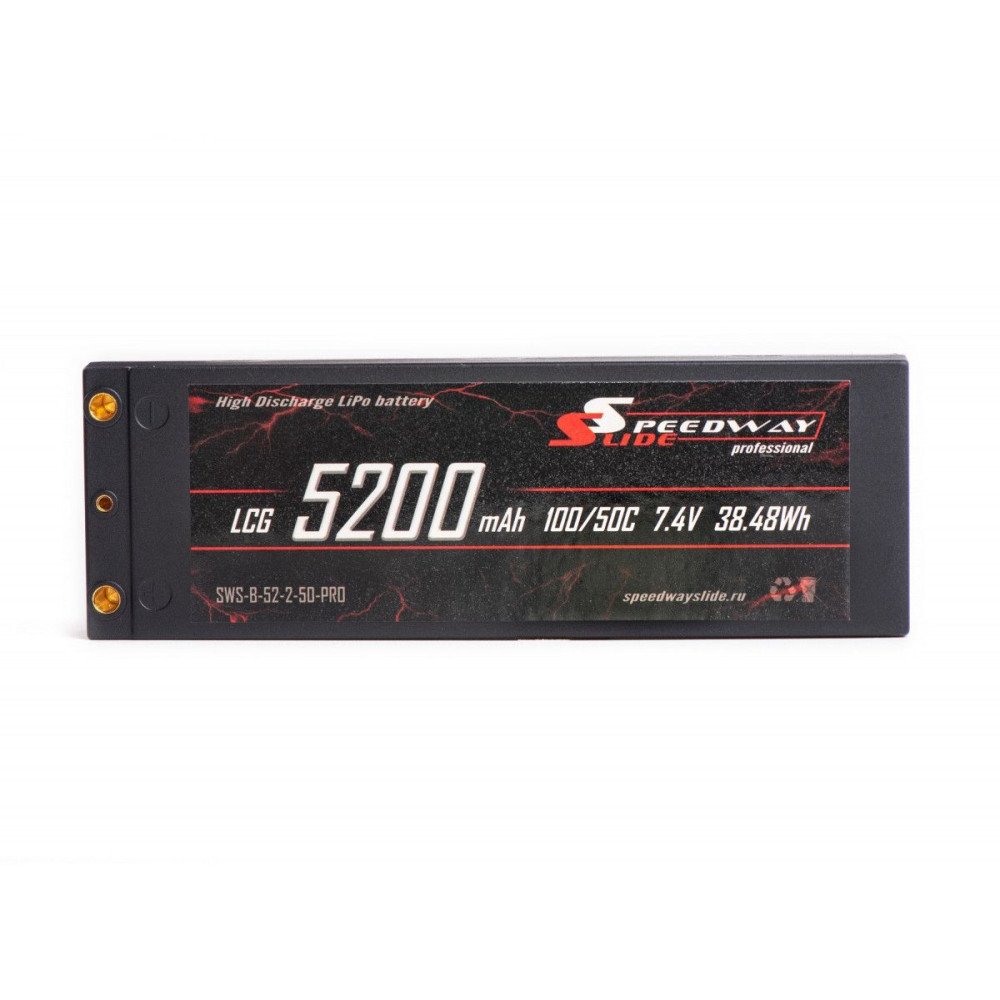 Аккумулятор Speedway Slide Li-Po PRO LCG Series Hard case 7.4v 5200mAh 50C Banana Connector / T-Plug