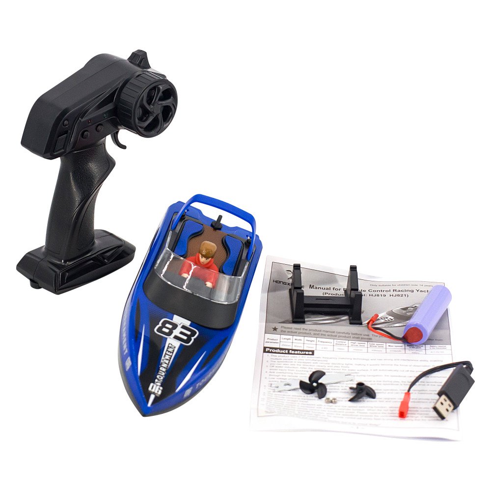 Радиоуправляемый катер яхта (15 км/ч, 25 см, 2 часа игры) - HJ821-BLUE