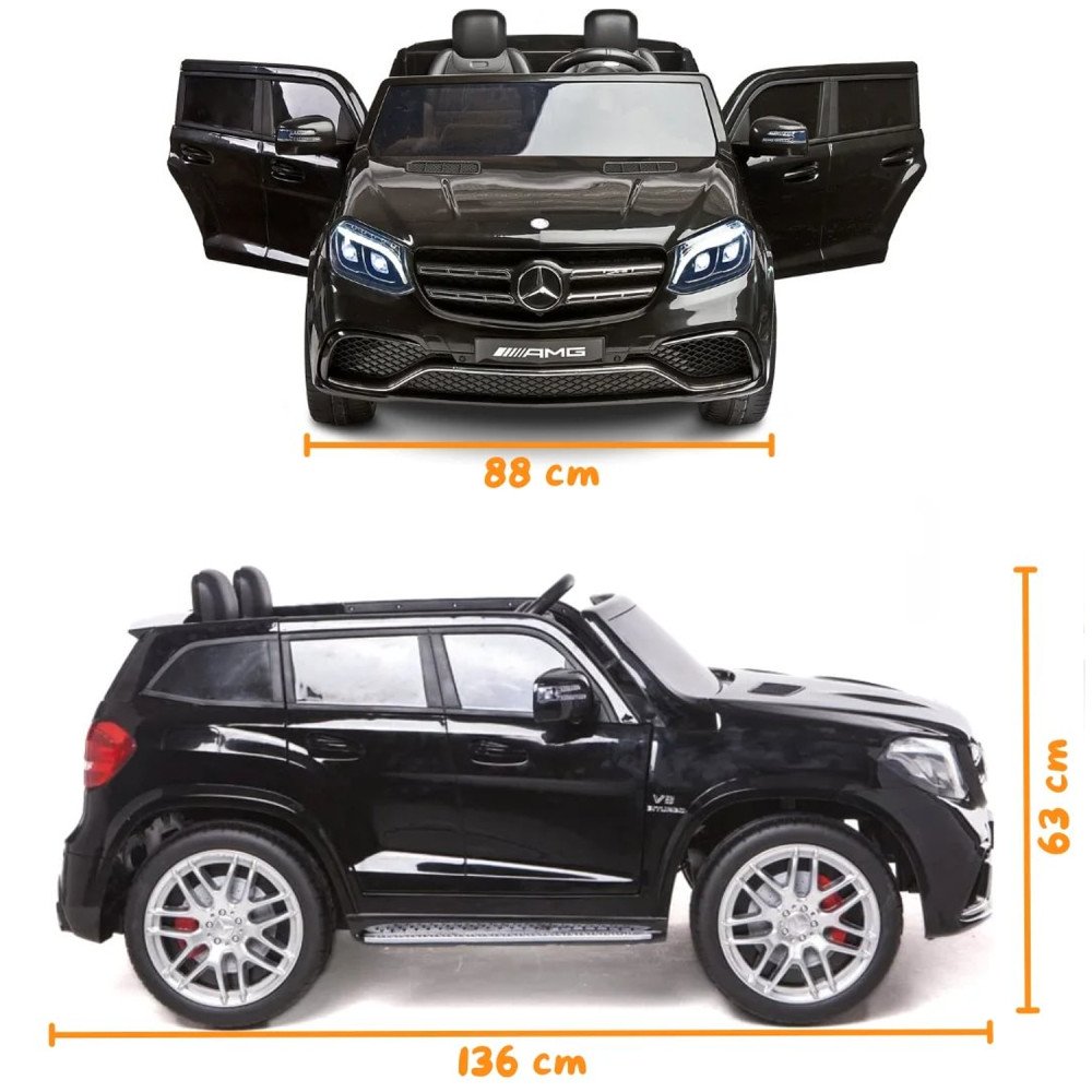 Детская машина Mercedes Benz GLS63 (черный лак, 4WD, 12V) - HL228
