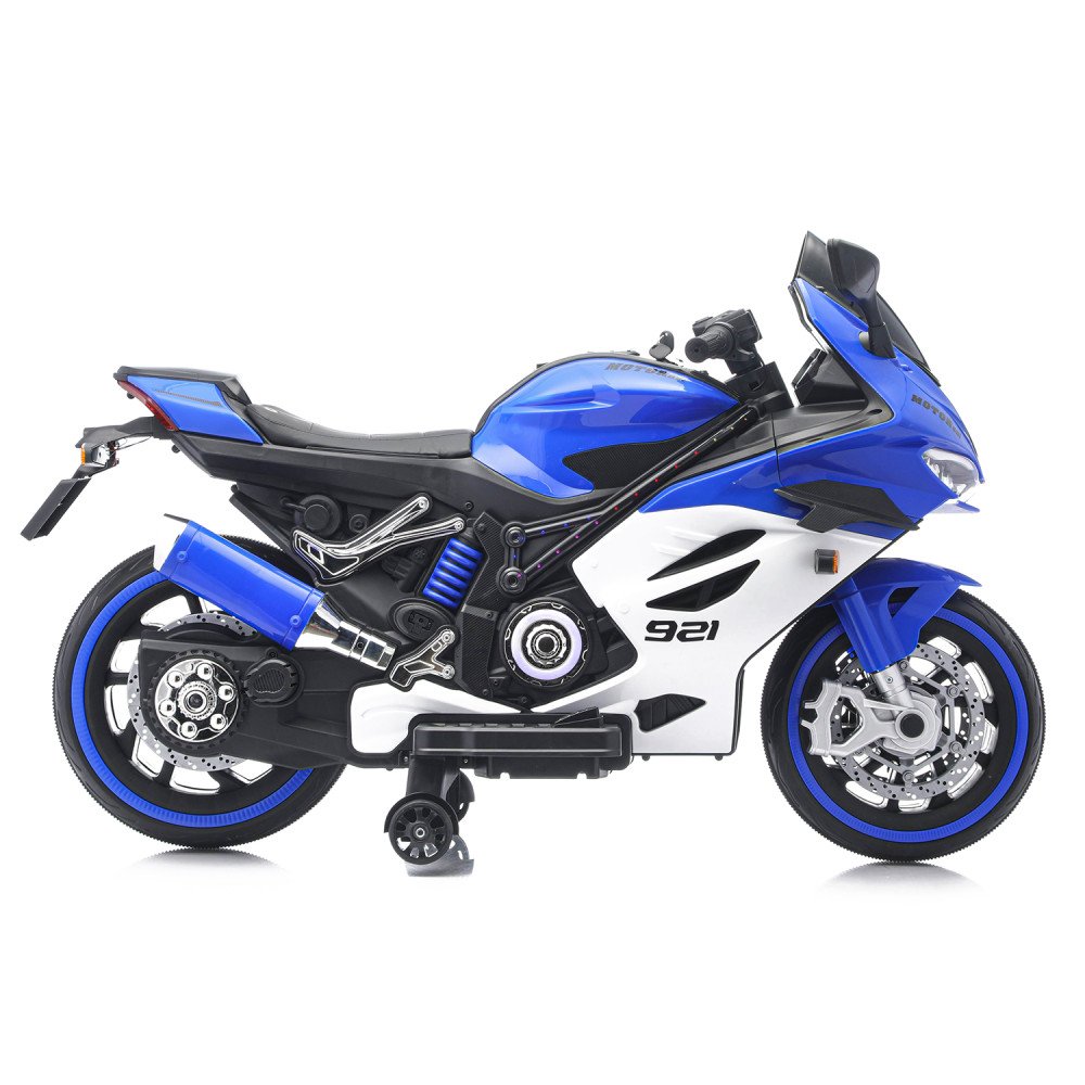 Детский электромотоцикл Ducati (12V, EVA, ручка газа, спидометр) - FT-921-BLUE-WHITE