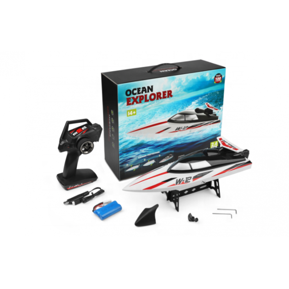 Катер на радиоуправлении Tiger-Shark (2.4G, до 35 км/ч, автопереворот, 45 см) WL Toys WL912-A