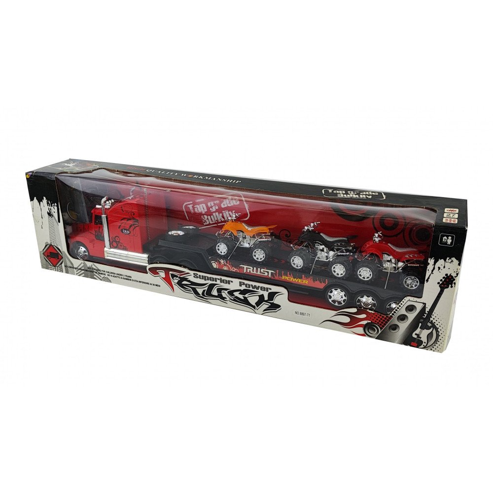 Грузовой автомобиль с квадроциклами на пульте управления (1:32, 52см) 8897-71-RED