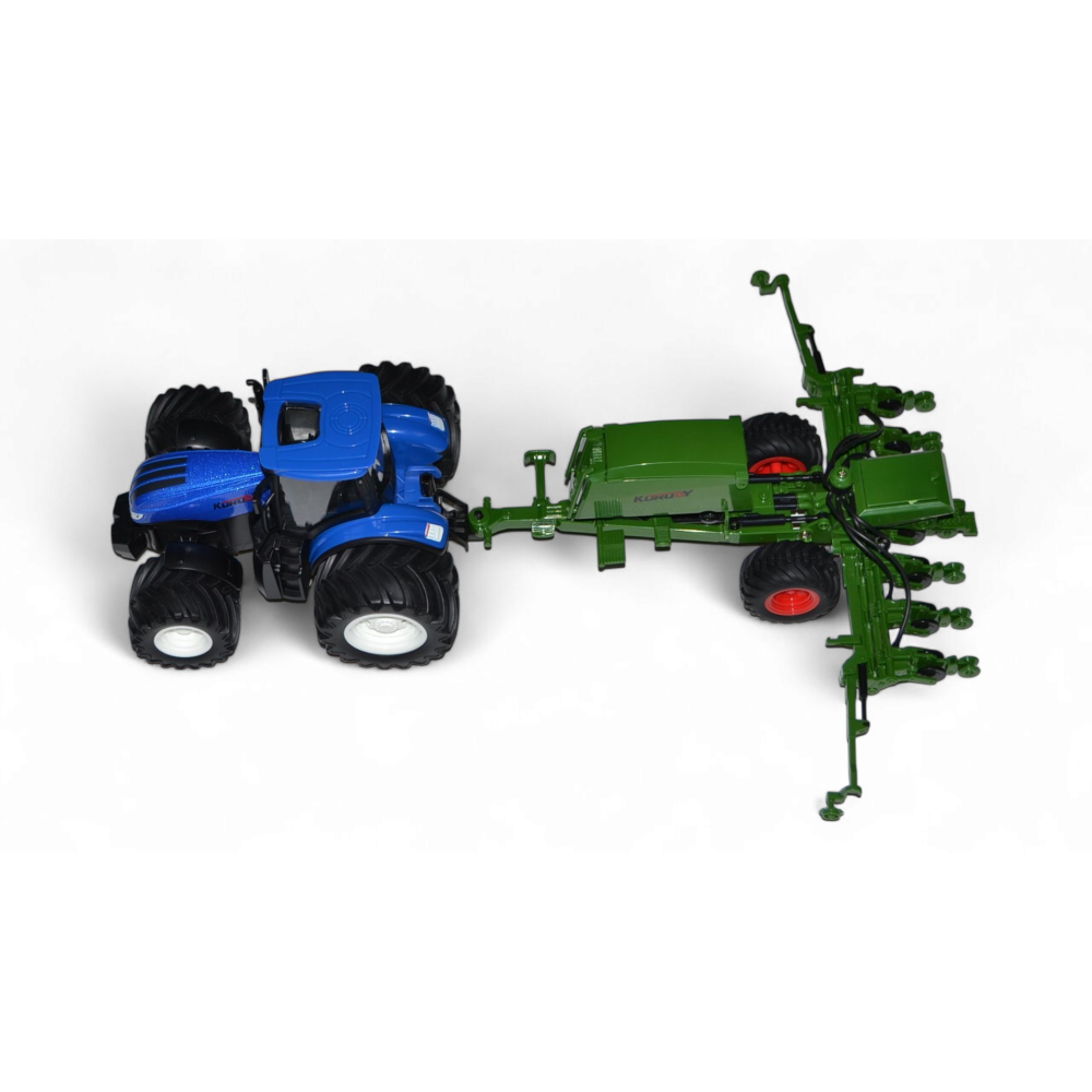 Радиоуправляемый фермерский трактор с зерновой сеялкой, мет. кузов, широкие колеса 6CH масштаб 1:24 2.4G